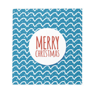 Merry Christmas Seamless Pattern Blue Texture Notepad