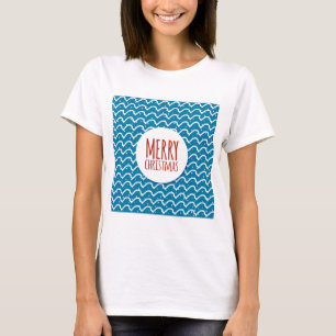 Merry Christmas Seamless Pattern Blue Texture T-Shirt