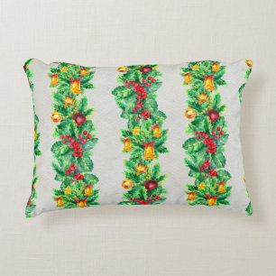 Merry Christmas seamless pattern with garlands. Wa Accent Pillow