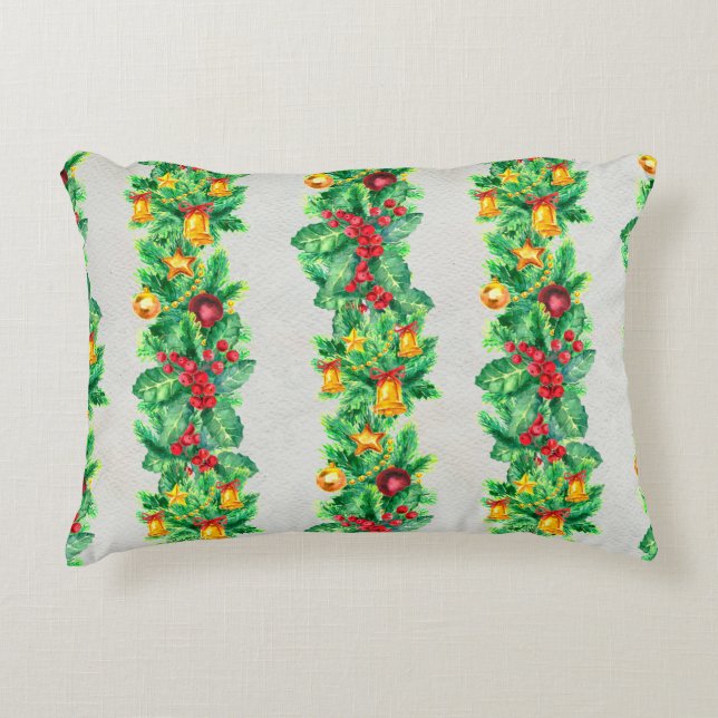 Merry Christmas seamless pattern with garlands. Wa Accent Pillow (Front)