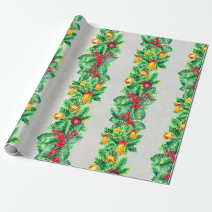 Merry Christmas seamless pattern with garlands. Wa Wrapping Paper