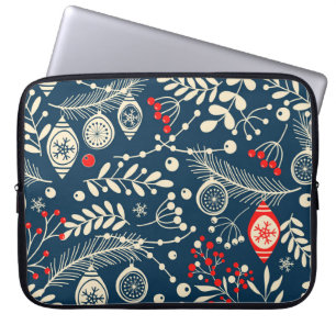 Merry Christmas: Seamless Winter Vintage Laptop Sleeve