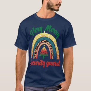 Merry Christmas Security Gaurd Rainbow Funny Profe T-Shirt