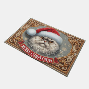 Merry Christmas Selkirk Rex Cat, Xmas Santa Kitty Doormat