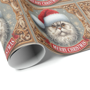 Merry Christmas Selkirk Rex Cat, Xmas Santa Kitty Wrapping Paper