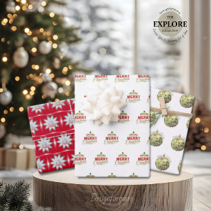 Merry Christmas Set of three Wrapping Paper Sheets