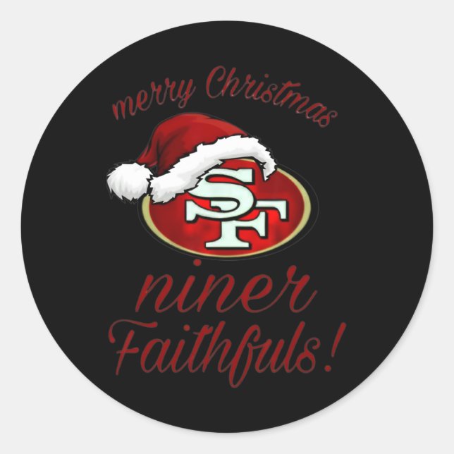 Merry Christmas Sf 49 Niner Faithfuls  Classic Round Sticker (Front)