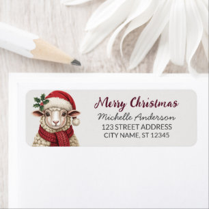 Merry Christmas Sheep Santa Return Address Label