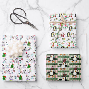Merry Christmas Sheets Wrapping Paper Penguin 