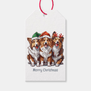 Merry Christmas Shetland Sheepdogs Gift Tags