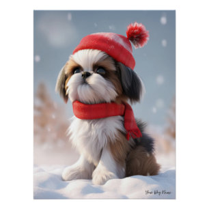 Merry Christmas, Shih Tzu Dog Puppy 01 - Happy Chr Poster