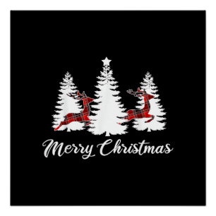 Merry Christmas Shirt for Women Buffalo Plaid Rein Poster