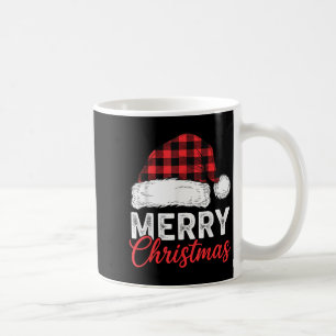 Merry Christmas Shirt Santa Hat Buffalo Plaid Men Coffee Mug