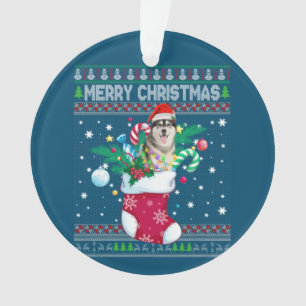 Merry Christmas Siberian Husky Dog In Sock Funny