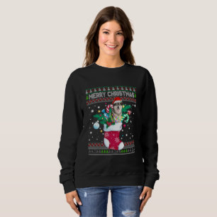 Merry Christmas Siberian Husky Dog In Sock Funny Sweatshirt