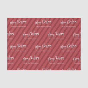 Merry Christmas Silver Calligraphy Script Red  Tissue Paper