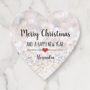 Merry Christmas silver glitter Favour Tags