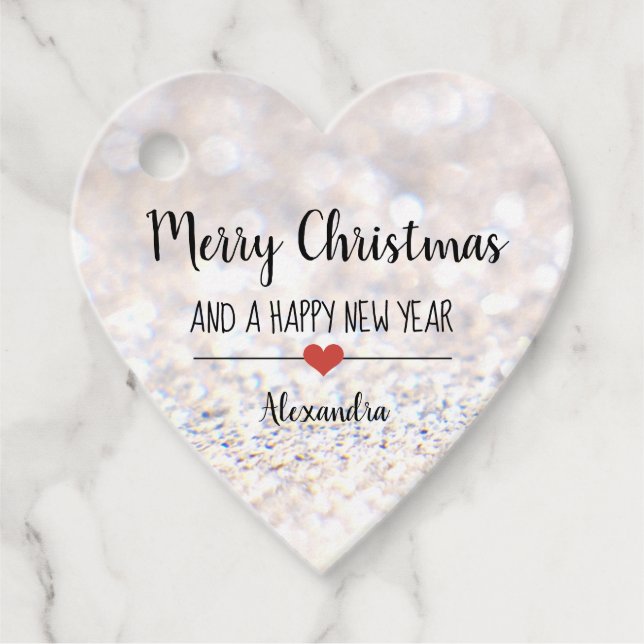 Merry Christmas silver glitter Favour Tags (Front)