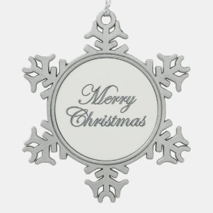 Merry Christmas Silver Glitter Ornament