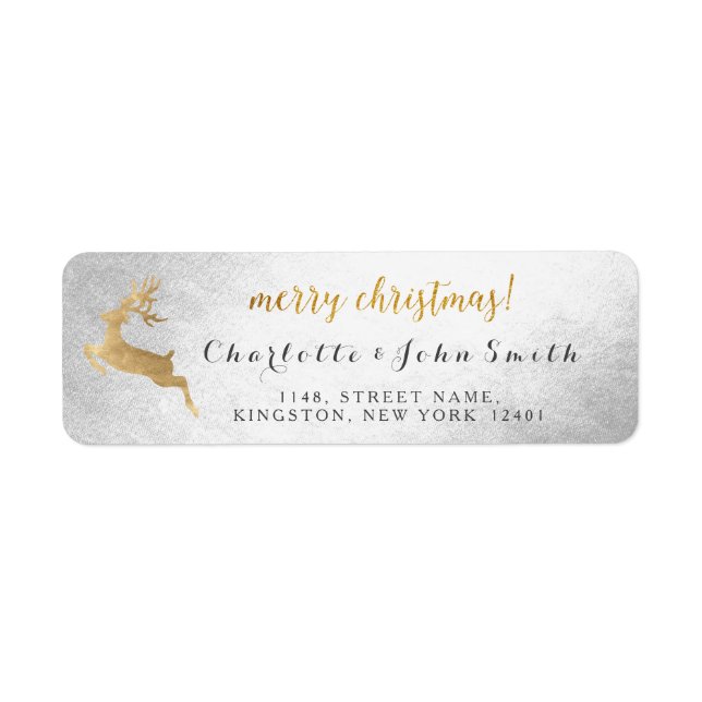 Merry Christmas Silver Golden Reindeer Address (Front)