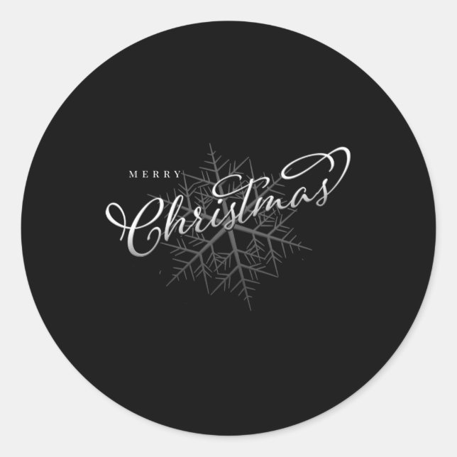 Merry Christmas Silver Snowflake T Shirt  Classic Round Sticker (Front)