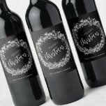 Merry Christmas Silver Stars Wine Label<br><div class="desc">Merry Christmas in chic lettering is surrounded by twinkling silver stars,  circles and dots on black and your personalization at the bottom of these wine labels. MATCHING items in our store.</div>