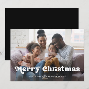 Merry Christmas   Simple Boho Photo Overlay Holiday Card