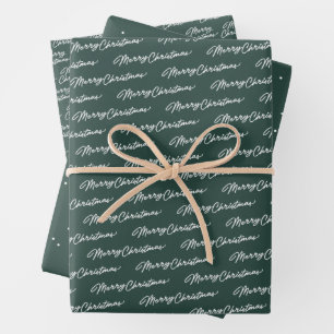 Merry Christmas simple classic dark green holiday Wrapping Paper Sheet