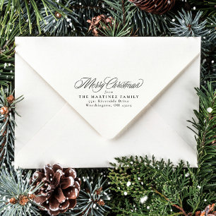 Merry Christmas simple classic holiday address Self-inking Stamp