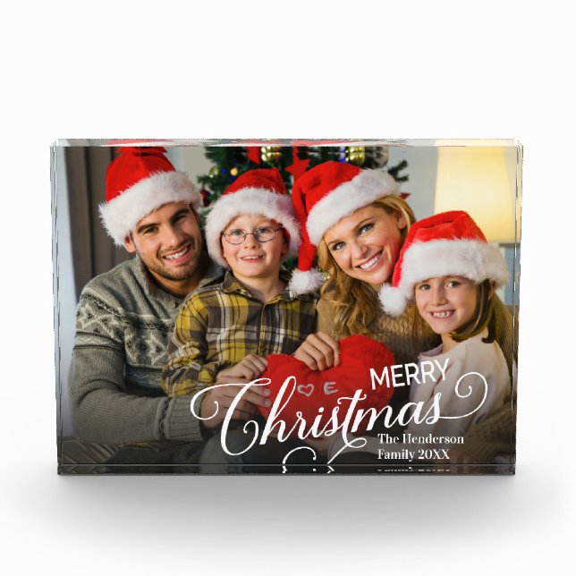 Merry Christmas Simple Custom Photo Block (Front)