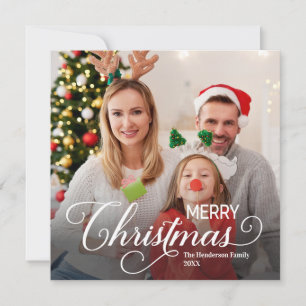 Merry Christmas Simple Custom Photo Card