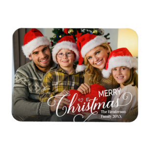 Merry Christmas Simple Custom Photo Magnet