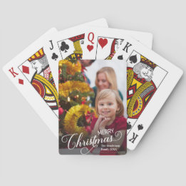 Merry Christmas Simple Custom Photo Playing Cards