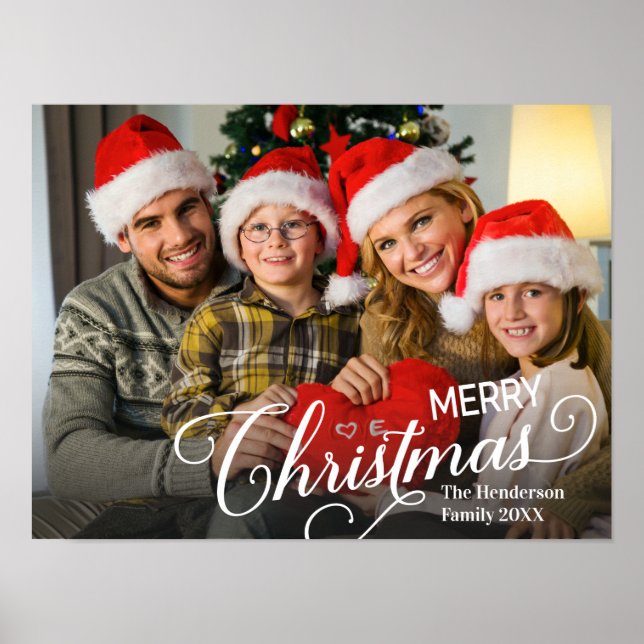 Merry Christmas Simple Custom Photo Poster (Front)