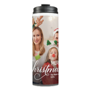 Merry Christmas Simple Custom Photo Thermal Tumbler