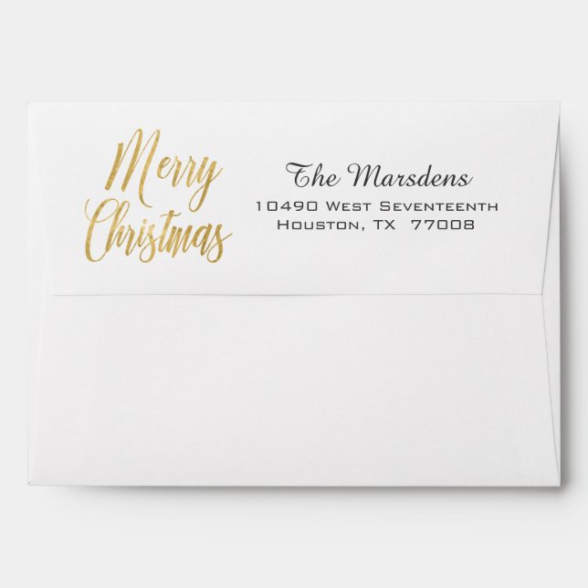 Merry Christmas Simple Elegant Gold Envelopes (Back (Top Flap))