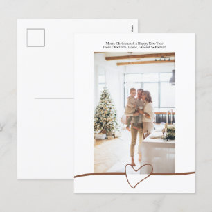 Merry Christmas Simple Elegant Heart Personalized Holiday Postcard