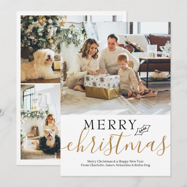 Merry Christmas Simple Elegant Personalized Holiday Card (Front/Back)