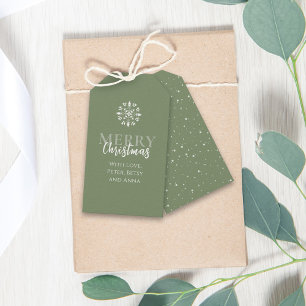 Merry Christmas Simple Green Elegant Festive Gift Tags