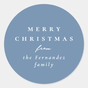 Merry Christmas simple light blue holiday Classic Round Sticker