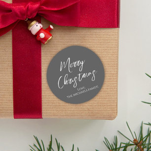 Merry Christmas Simple Minimalist Script Snowflake Classic Round Sticker