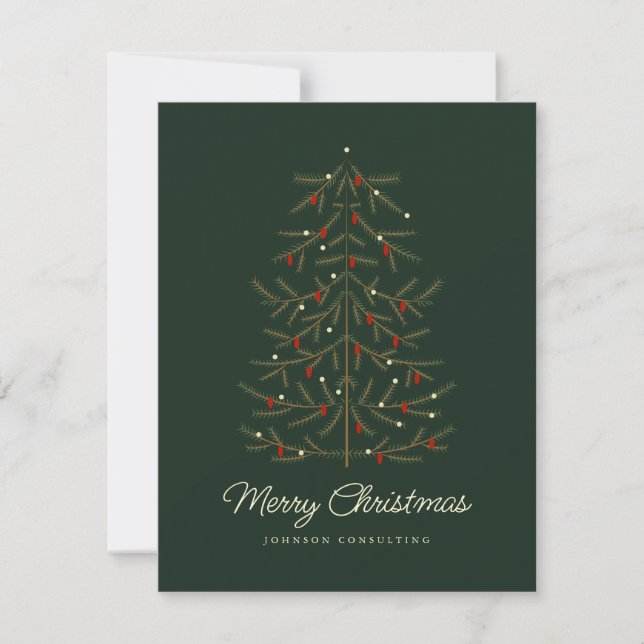 Merry Christmas Simple Modern Christmas Tree Holiday Card (Front)
