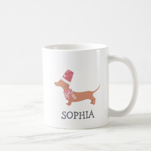 Merry Christmas Simple Modern Dachshund Dog  Coffee Mug