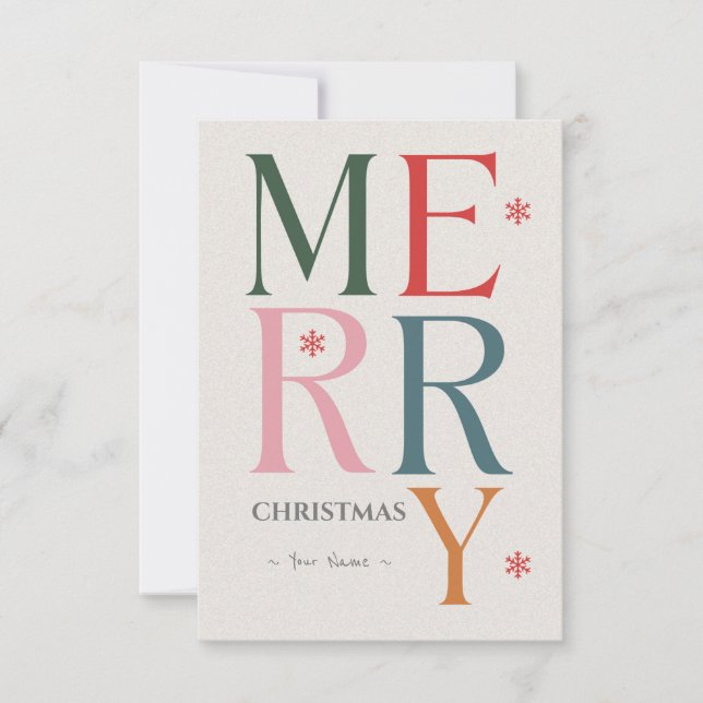 Merry Christmas Simple & Modern Typography Custom Card (Front)