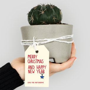 Merry Christmas Simple Modern Typography Gift Tags