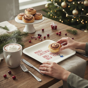Merry Christmas Simple Modern Typography Paper Plate
