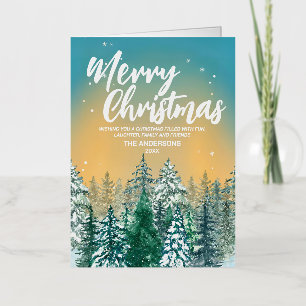 Merry christmas Simple Modern white script holiday Foil Greeting Card