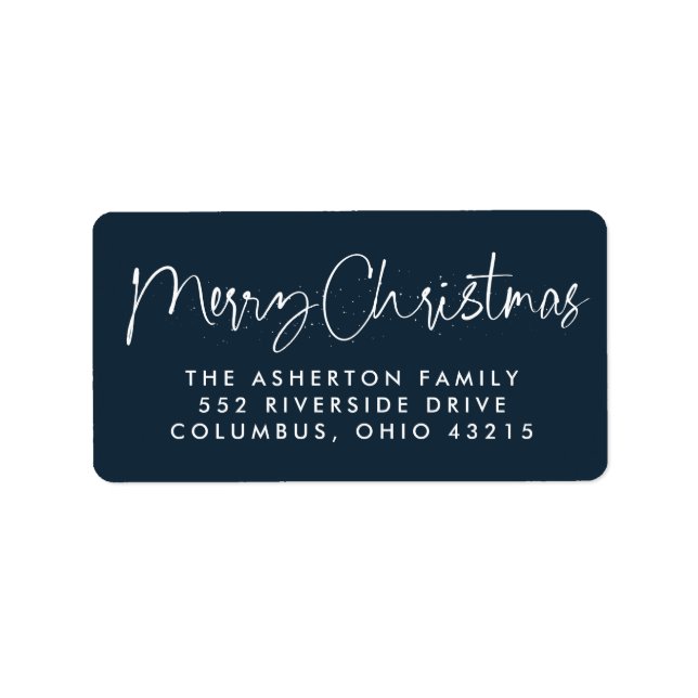 Merry Christmas simple navy holiday return address Label (Front)