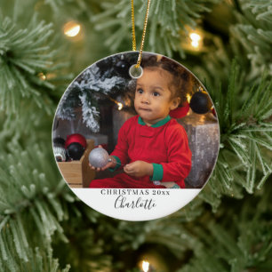 Merry Christmas Simple Personalized Ceramic Ornament