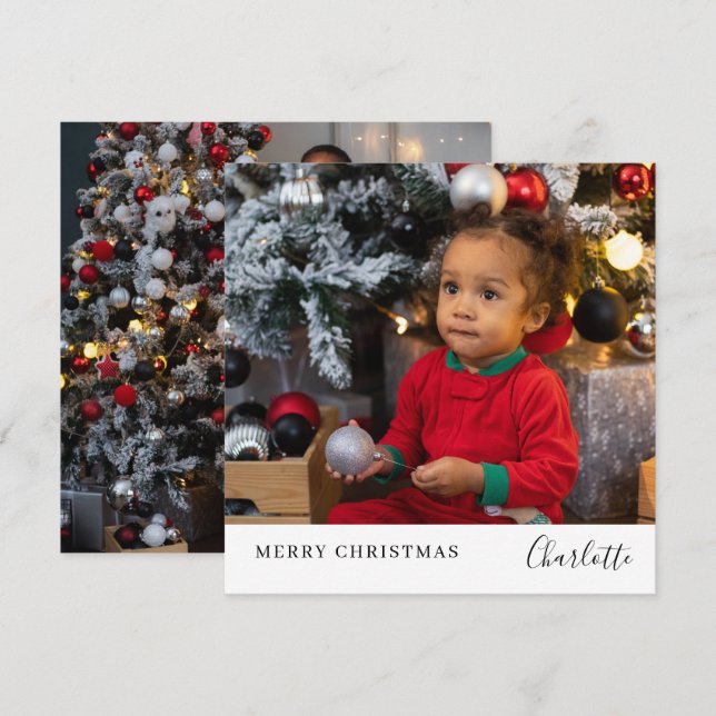 Merry Christmas Simple Personalized Holiday Card (Front/Back)